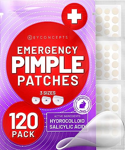 KEYCONCEPTS Pimple Patches (120 Pack), Salicylic Acid Acne Patches with Tea Tree Oil - Pimple Patches for Face - Zit Patch and Pimple Stickers - Salicylic Acid Acne Dots for Acne - Zit Patches