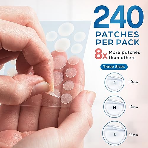 KEYCONCEPTS Pimple Patches for Face (240 Pack), Hydrocolloid Acne Patches with Tea Tree Oil - Pimple Patch Zit Patch and Pimple Stickers - Hydrocolloid Acne Dots for Acne - Zit Patches